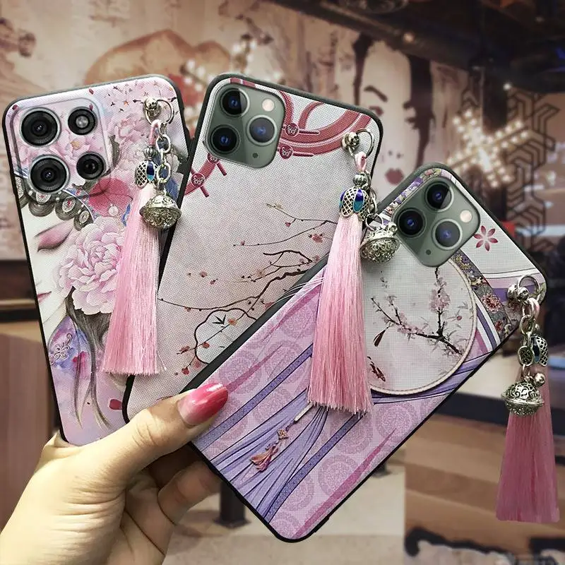 

Мягкий противоударный чехол для телефона MOTO G75 5G, защитный водонепроницаемый прочный колокольчик, задняя крышка, кисточка, защита от пыли, силикон