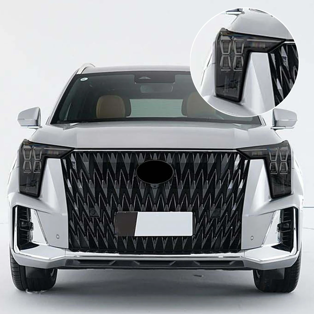 

Для GAC Motor GAC GS8 2019-2026: Дымчато-черная глянцевая предварительно вырезанная защитная пленка для фар из ТПУ/ППФ, комплект виниловой пленки для автомобиля с защитой от царапин