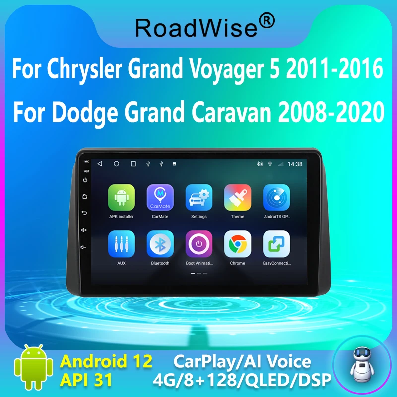 

8+256 Android 12 Car Radio Carplay For Chrysler Grand Voyager 5 2011 - 2015 For Dodge Grand Caravan 2008 - 2020 4G 2 DIN DVD GPS