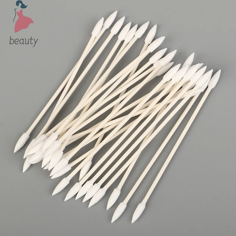 25pcs/bag Disposable Cotton Swab Cosmetics Permanent Makeup Health Ear Jewelry Clean Sticks Buds Tip Cotton Head Swab