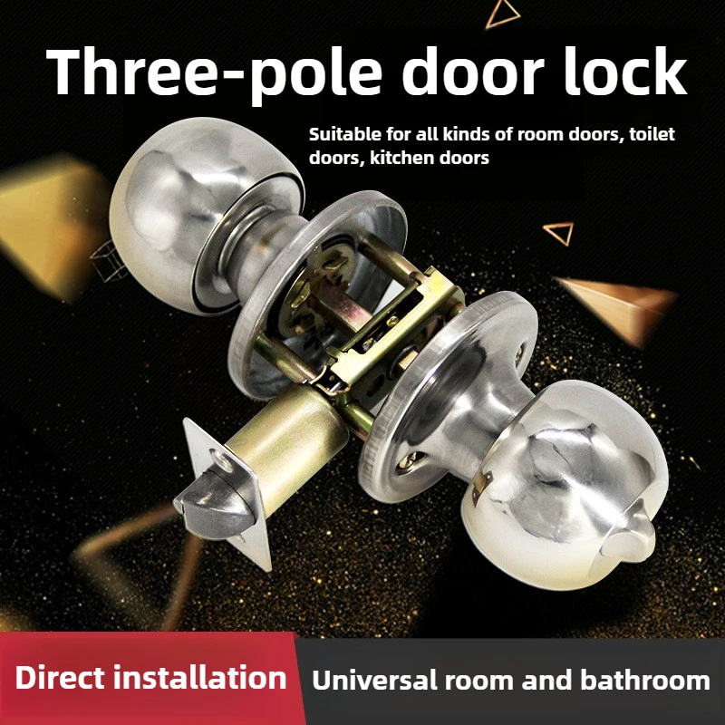 

Three Column Stainless Steel Ball Lock Bathroom Ball Lock Plastic Steel Kitchen Bathroom Door Lock (with/without Key)