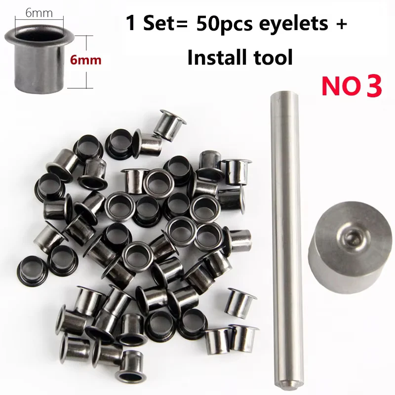 1 Set 4 Sizes 50pcs K-Sheath Eyelet Rivets + Installation Fix Tools 6MM 7MM 7.5MM Kydex Sheath Scabbards Eyelets Buckle Nail Pin
