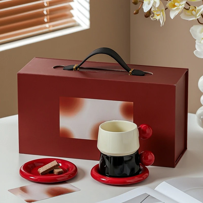 

Ceramic Coffee Cup and Saucer Set Elegant Afternoon Tea Cups Premium Couple Cup Gift Box Perfect as an Exquisite Engagement Gift