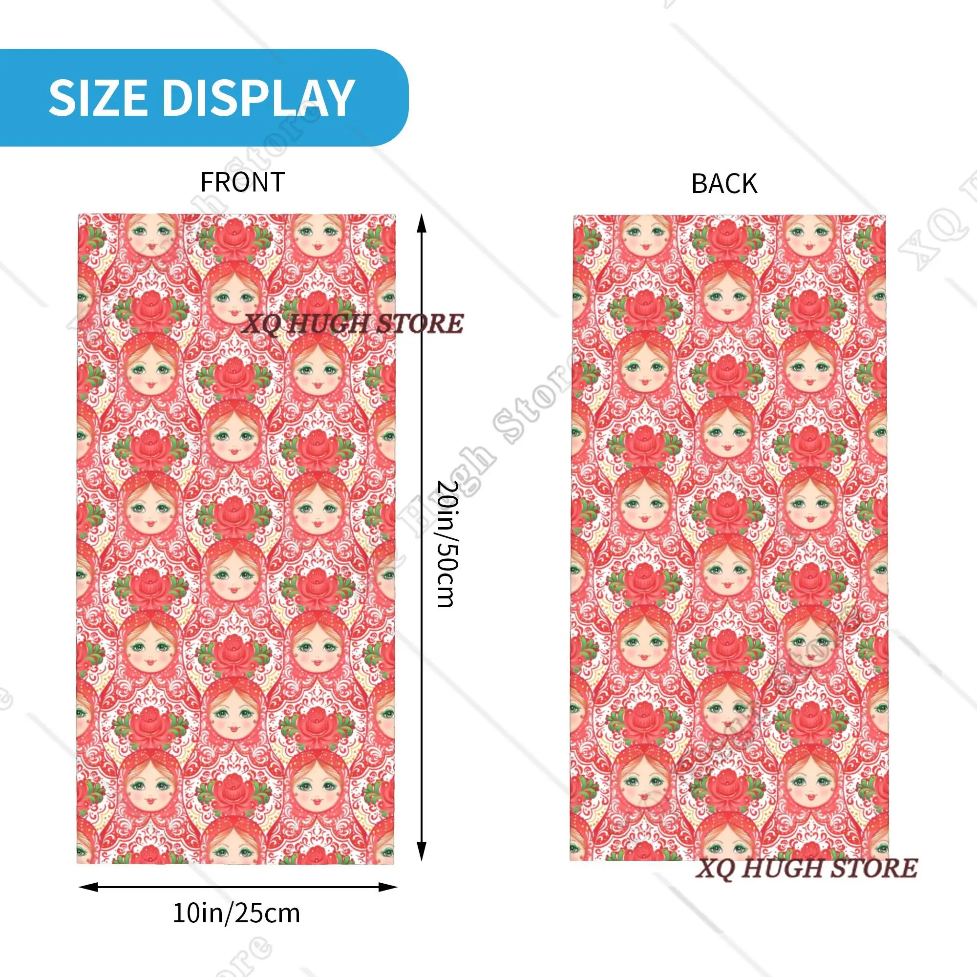 Custom Matryoshka Doll Russia Russian Folk Art  Bandana Neck Gaiter for Ski Running Women Men Wrap Scarf  Headband Warmer