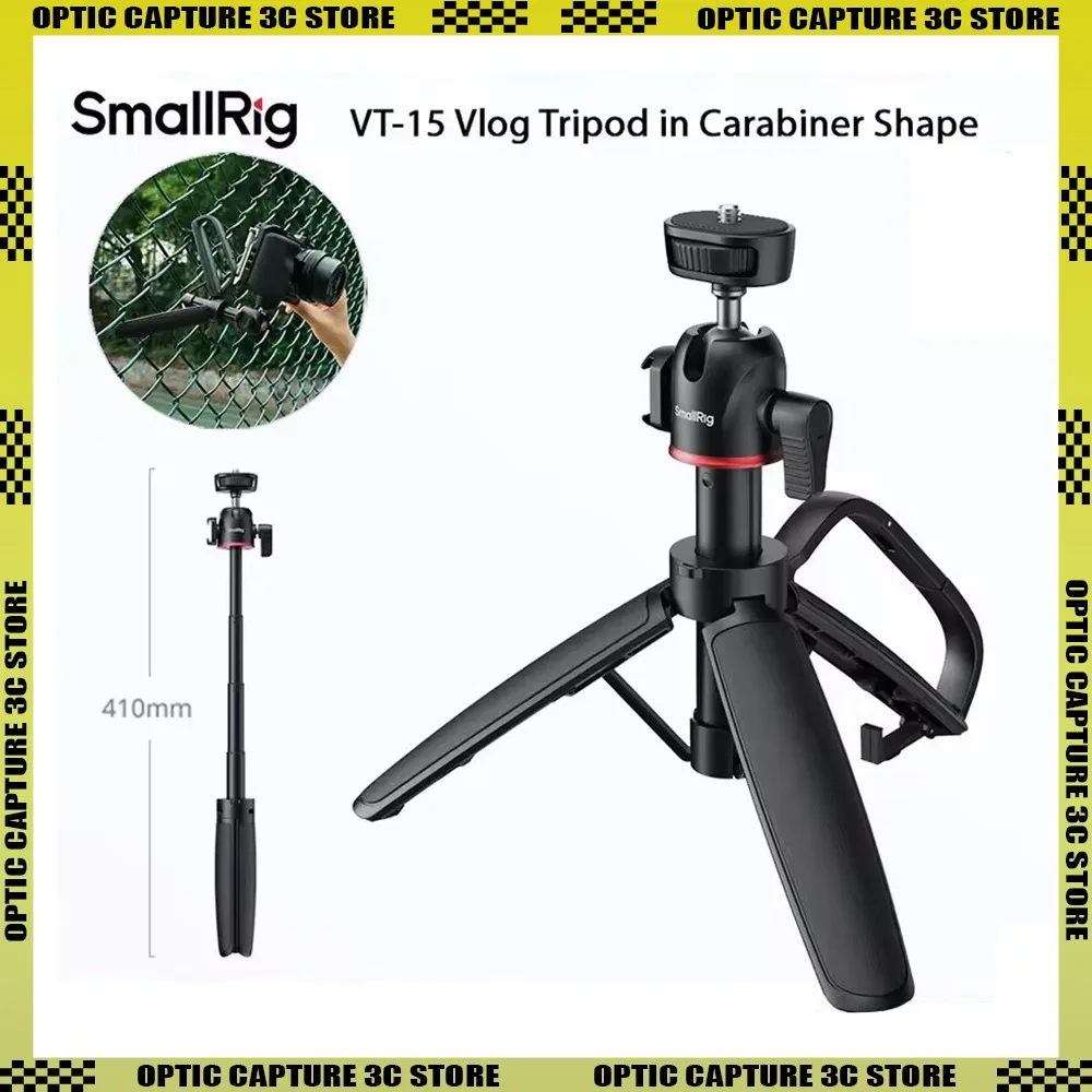 

SmallRig VT-15 Vlog Tripod in Carabiner Shape w Mantis Hook 360° Ball Head Extendable Selfie Stick for DSLR Action Camera Phone