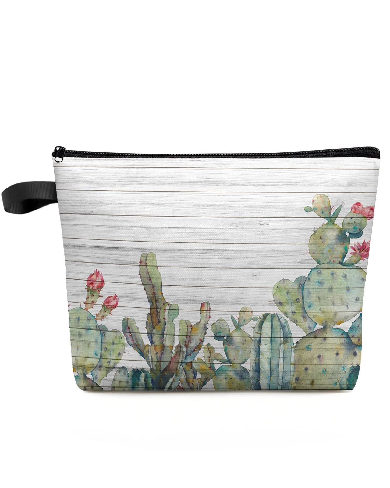 Cactus Tropical Plant Wood Board Texture Makeup Bag Pouch Travel Essentials Women Cosmetic Bags Organizer Storage Pencil Case