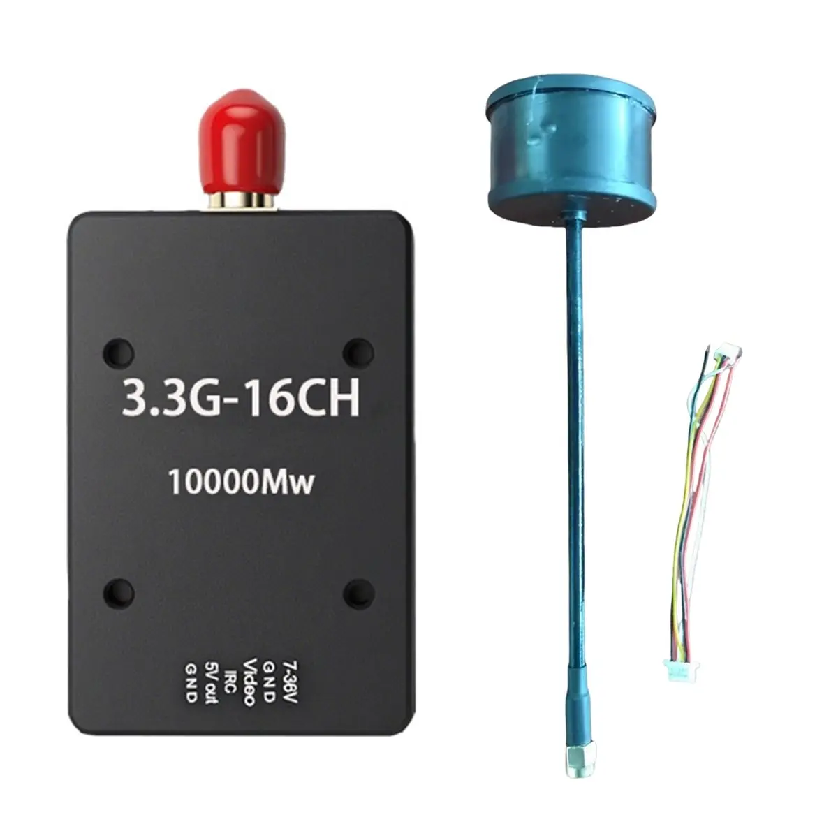 【▶♦△POPULAR PICK】3.3GHz 10W VTX 16CH FPV Audio Video Transmitter 15V-36V 4-8S with Antenna for FPV RC Racing Cars Long Range Dro