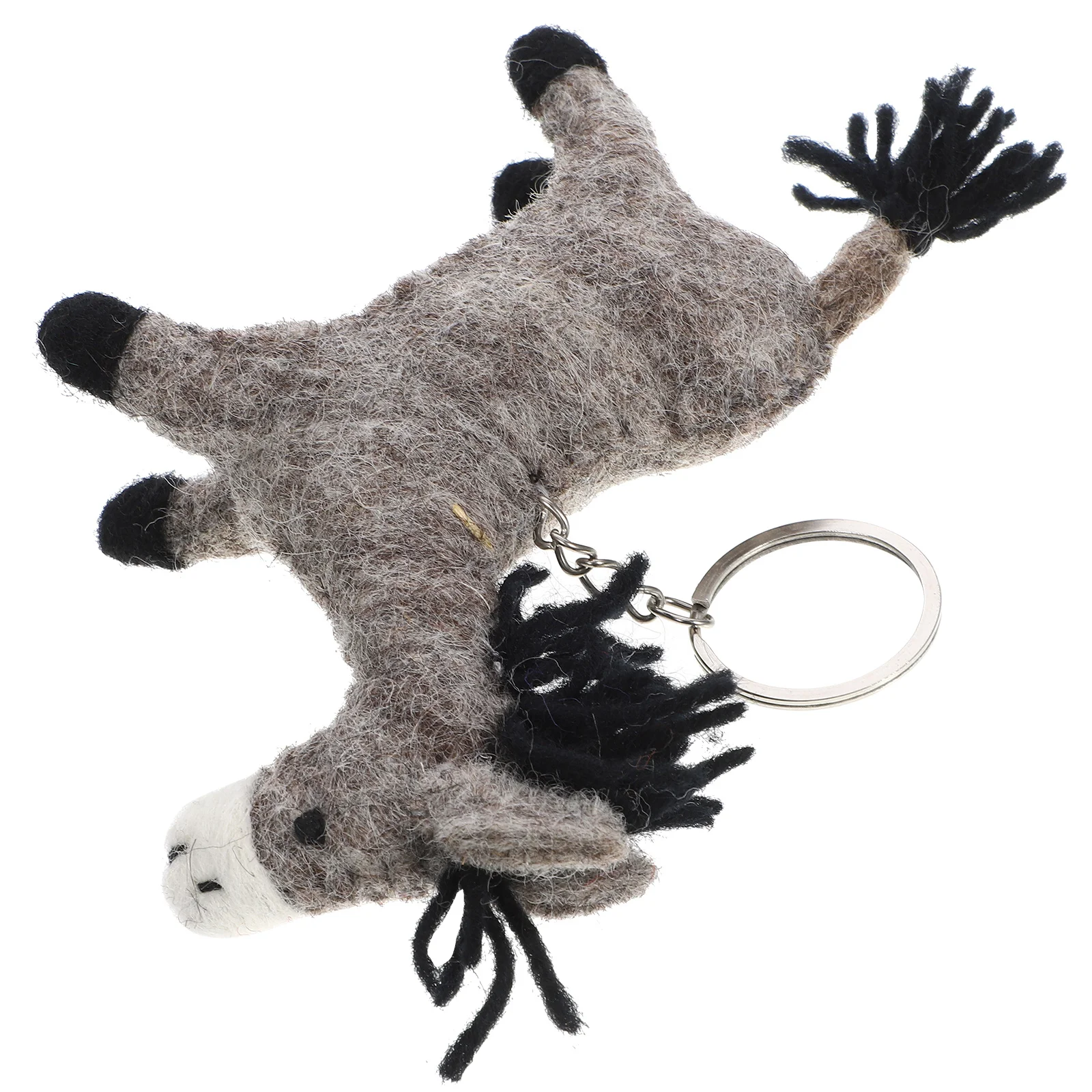

Donkey Shaped Wool Felt Keychain Pendant Soft Crafted Hanging Ornament for Bag Phone Keys Schoolbag Travel Gear Decoration