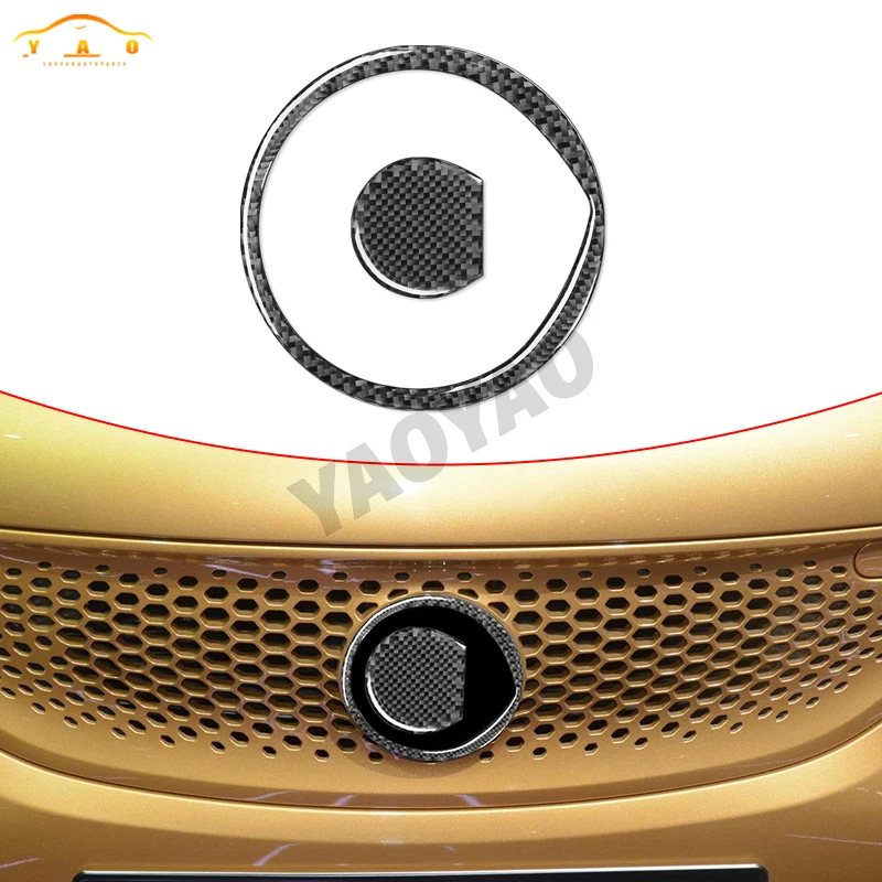 

Car Sticker For Benz Smart 453 Fortwo 2016-2021 Carbon Fiber Car Front Logo Circle Panel Cover Decorative Accessories