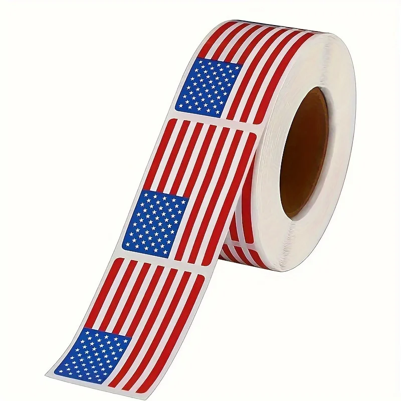 250 Stück Rolle mit Aufklebern mit amerikanischer Flagge, patriotische Aufkleber, rot, weiß, blau, selbstklebende Etiketten für Sportveranstaltungen in den Vereinigten Staaten