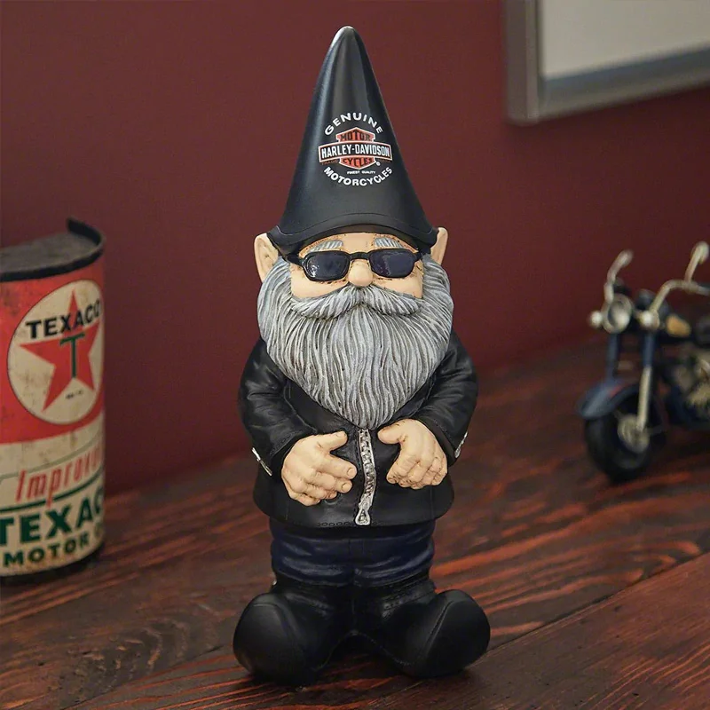 Outdoor Harley Decoration Men Women Davidson Locomotive Dwarf Goblin Dwarf Resin Crafts Garden Courtyard Ornaments Home Decor