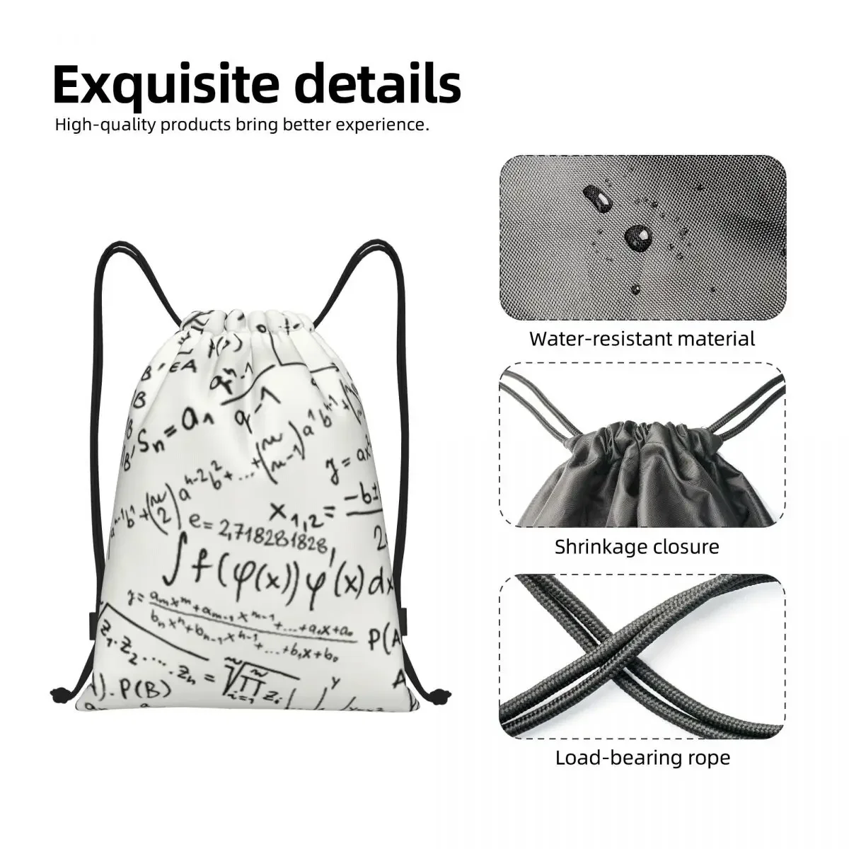 Custom Maths Formulas Drawstring Bags for Shopping Yoga Backpacks Women Men Geek Mathematics Physics Sports Gym Sackpack