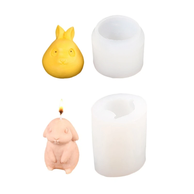 2024 New 3D Rabbit  Mold Bunny  Silicone Mould Handmade Scented  Mold for DIY Fondant Cake Candy Cupcake-Decor