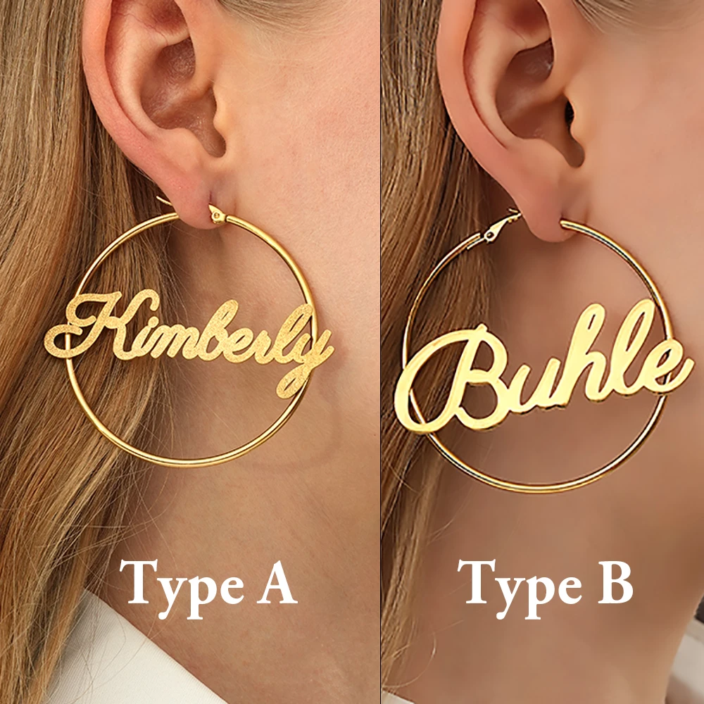 Kolczyki ze stali nierdzewnej z literami YOUSHANG dla kobiet, matowe okrągłe kolczyki z imieniem, personalizowana biżuteria, prezent na przyjęcie, akcesoria ślubne