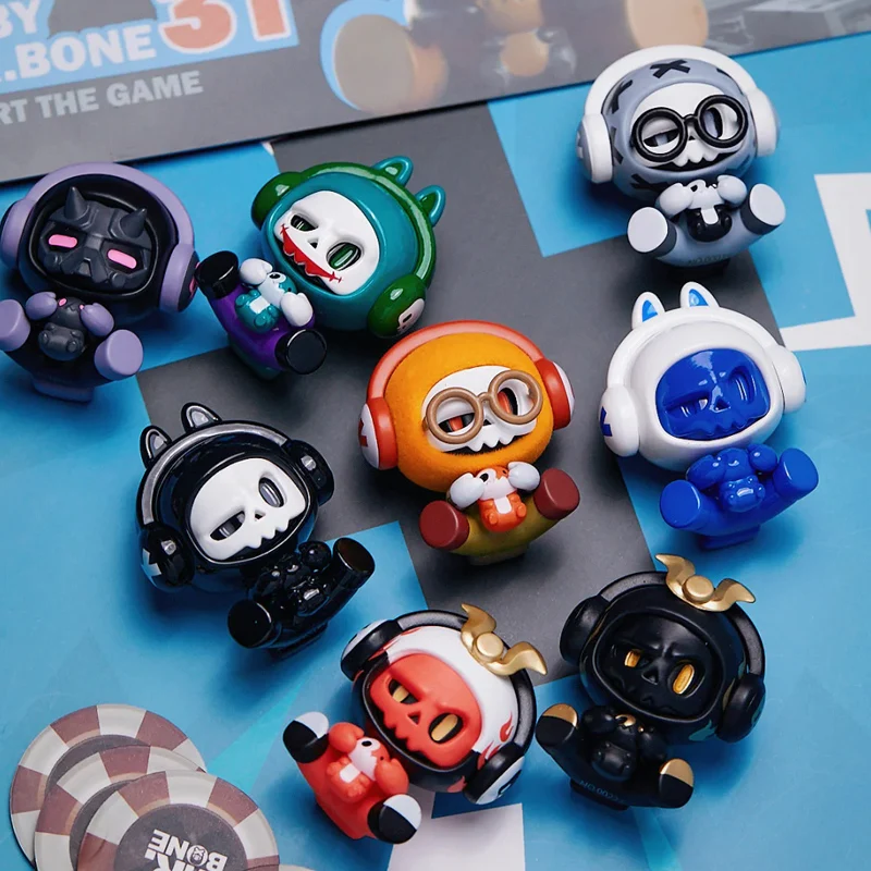 Mr.Bone Baby Bone Series Mini Bean Blind Box Mystery Box Action Figures Doll Cute Cartoon Desktop Decoration Collection Toy Gift