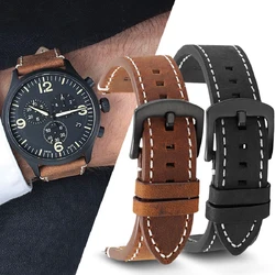 Retro Frosted Watchband for Tissot 1853 Speed Cruiser T116.617 Genuine Leather Watch Strap Men T116 Black Brown 20mm 22mm 24mm