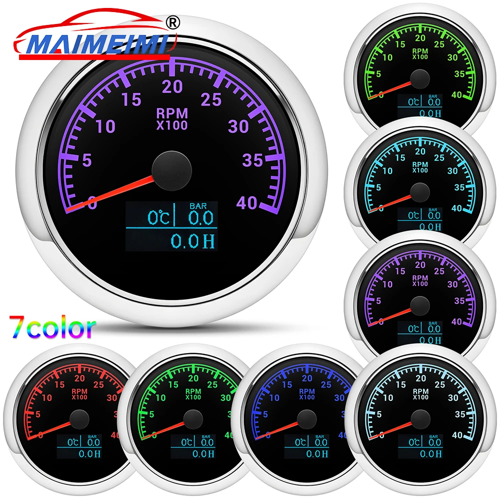

Universal 85mm 3 in 1 Tachometer 3000 4000 6000 7000 8000 RPM with Oil Pressure Hours Water Temp Meter For Car Boat Yacht