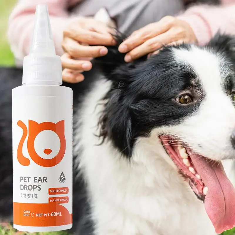 Pet Ear Cleaning Drops Ear Drops For Dogs 60ml Medicated Ear Drops Pet Ear Care Liquid Effective Dog Ear Wash Soothes Itchy &