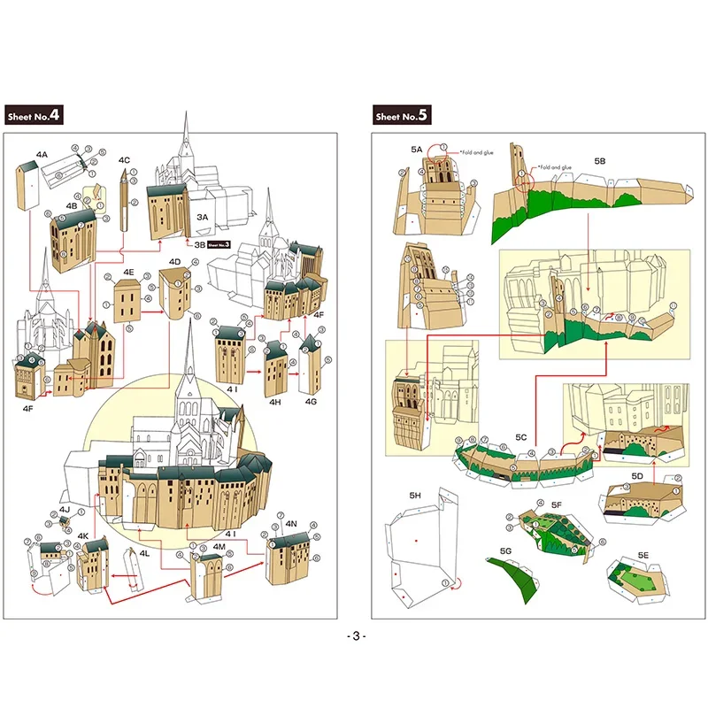 Francia Mont-Saint-Michel Mini 3D Modello di carta Casa Papercraft Arte fai da te Origami Edificio Adolescenti Giocattoli artigianali fatti a mano per adulti QD-162