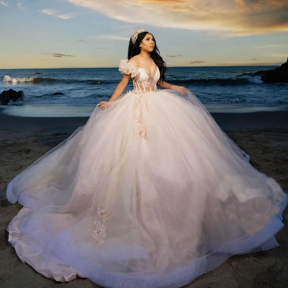 Vestidos de quinceañera rosa de lujo, vestidos de fiesta con cuentas, vestidos de desfile, vestidos de quinceañera dulces 15