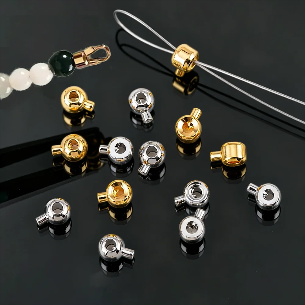 10pcs Stainless Steel Positioning Jewelry Clasp Stopper Bead Crimp Tube End Beads Wire Rondelle Bead DIY Bracelet Closure Buckle