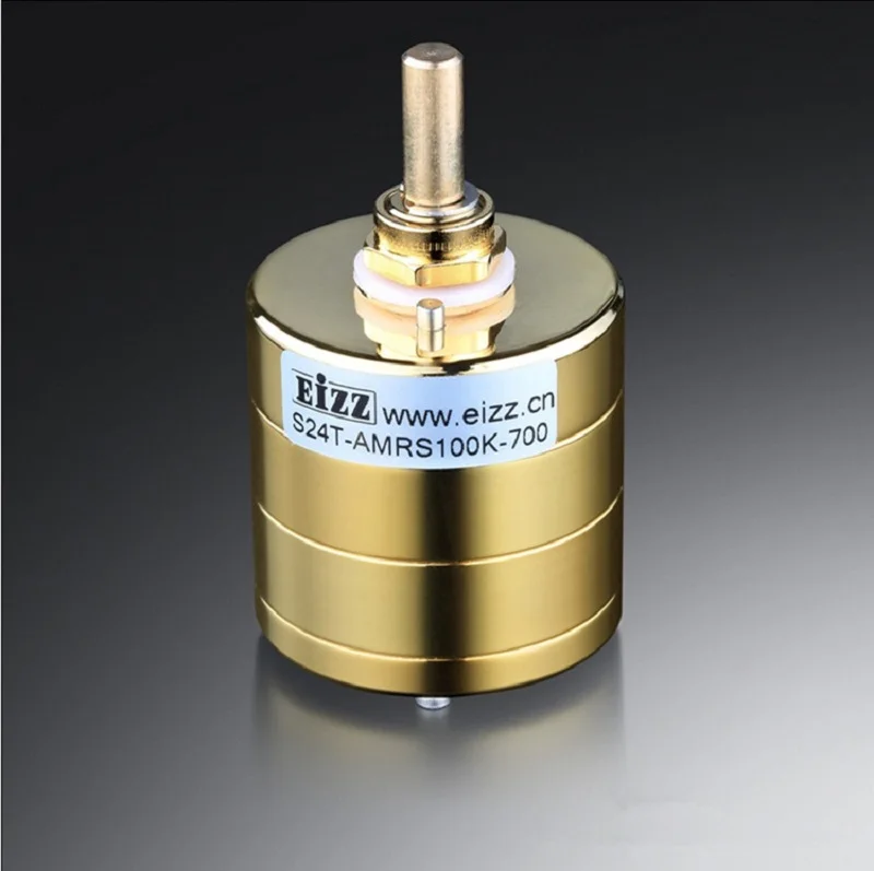 EIZZ Premium Gold 24 Steps Attenuator Dual-Unit Stereo Volume Potentiometer Gold Plated Copper Pin ARMS Resistor 100K/250K