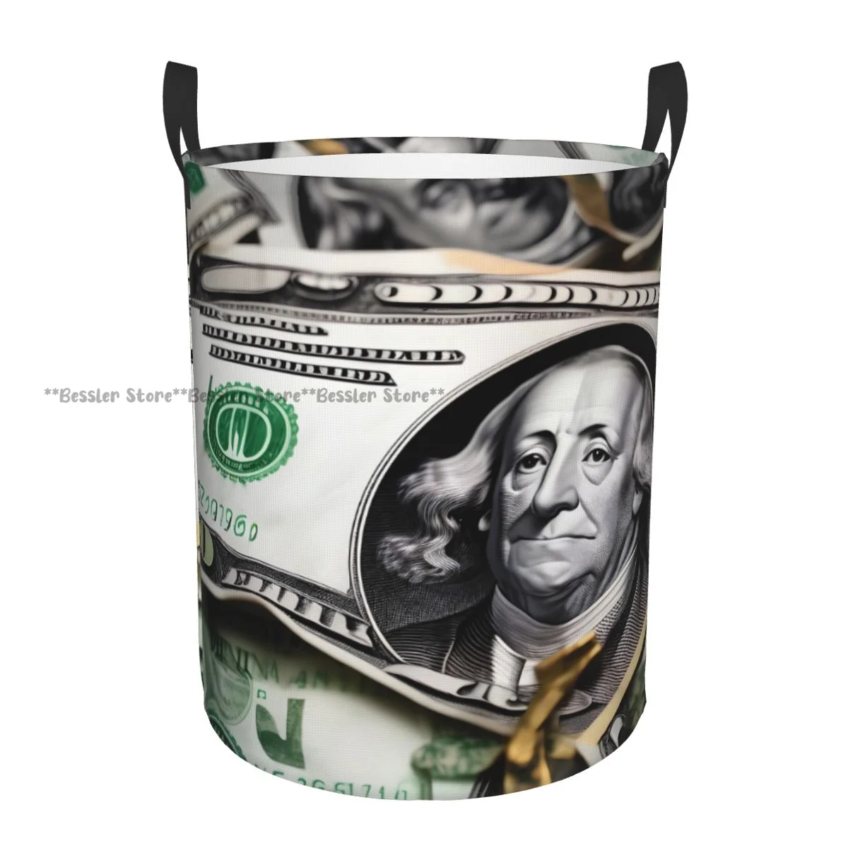 Banknote Pattern Waterproof Storage Bag Household Dirty Laundry Basket Folding Bucket Clothes Organizer