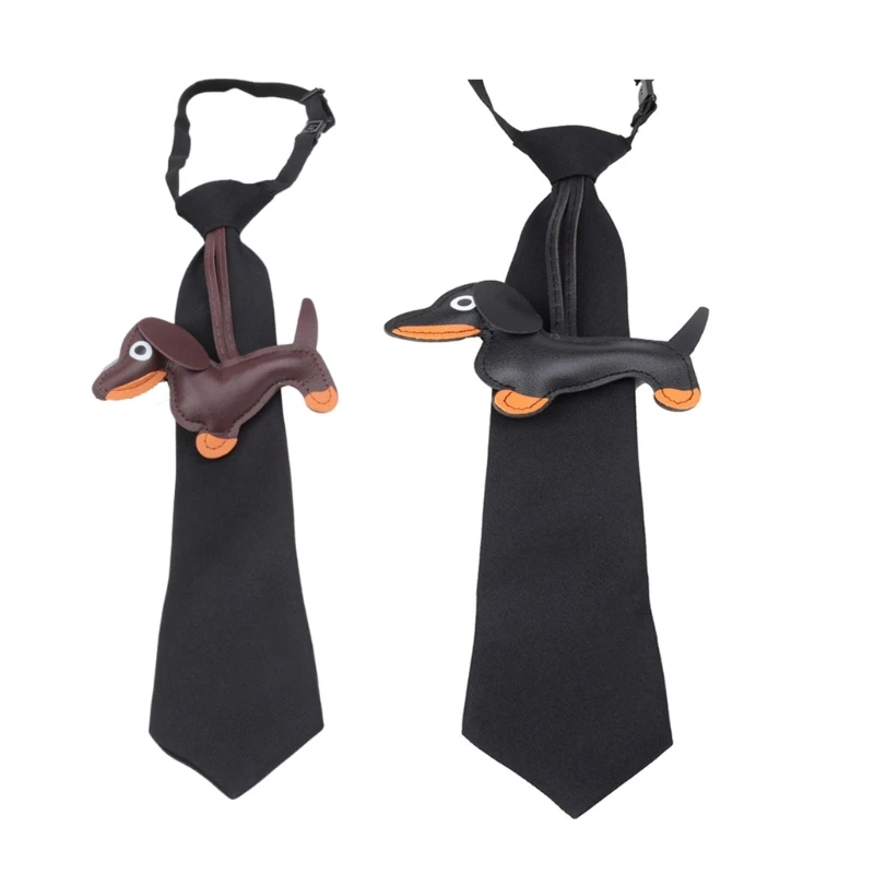 N7YF Quirky Pet Themed Tie Smooth Lightweight Fabric For Business Meetings Parent Child Coordination