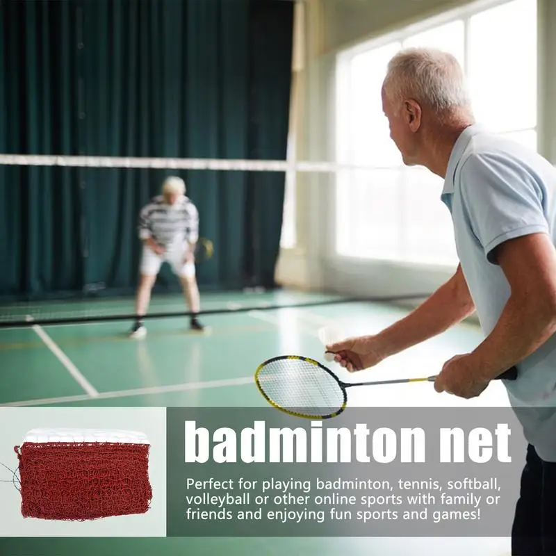 

Professional Training Mesh Standard Badminton Sports Net For Badminton Tennis Volleyball Net Indoor Outdoor Games Red Sports Net