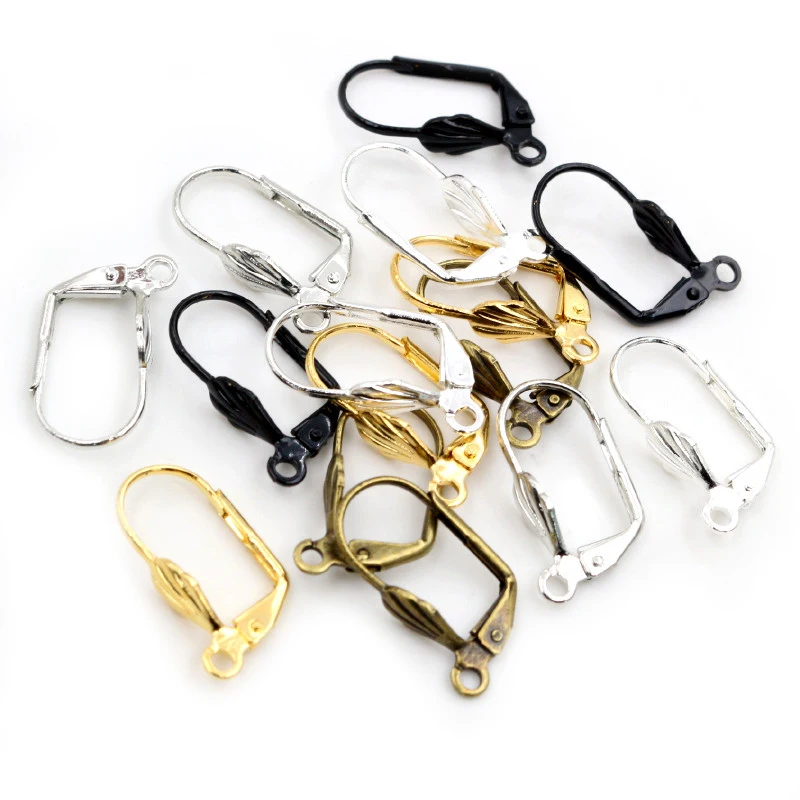 17*11mm 50pcs High Quality 5 Colors Plated Brass French Earring Hooks Wire Settings Base Settings Whole Sale