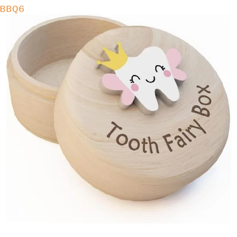 

*1Pcs Wooden Baby Tooth Box Deciduous Teeth Storage Organizer With Lid Kids Souvenir Gift