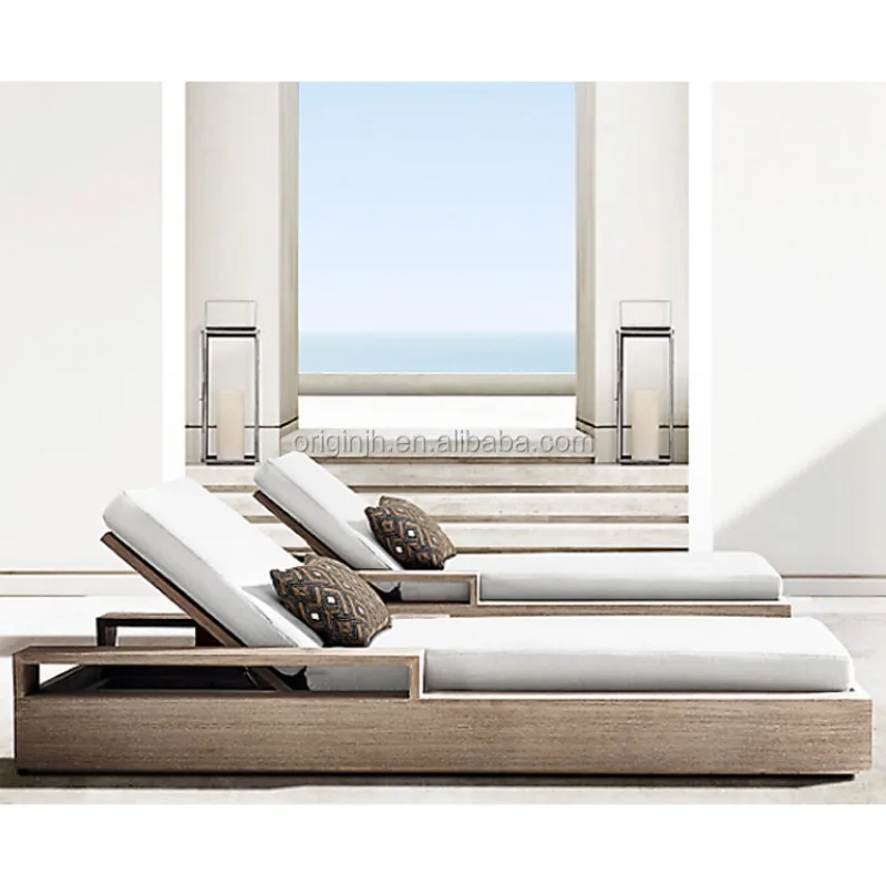 Customization Courtyard Leisure Beach Pool Solid Wood Daybed Furniture Teak Sun Lounger