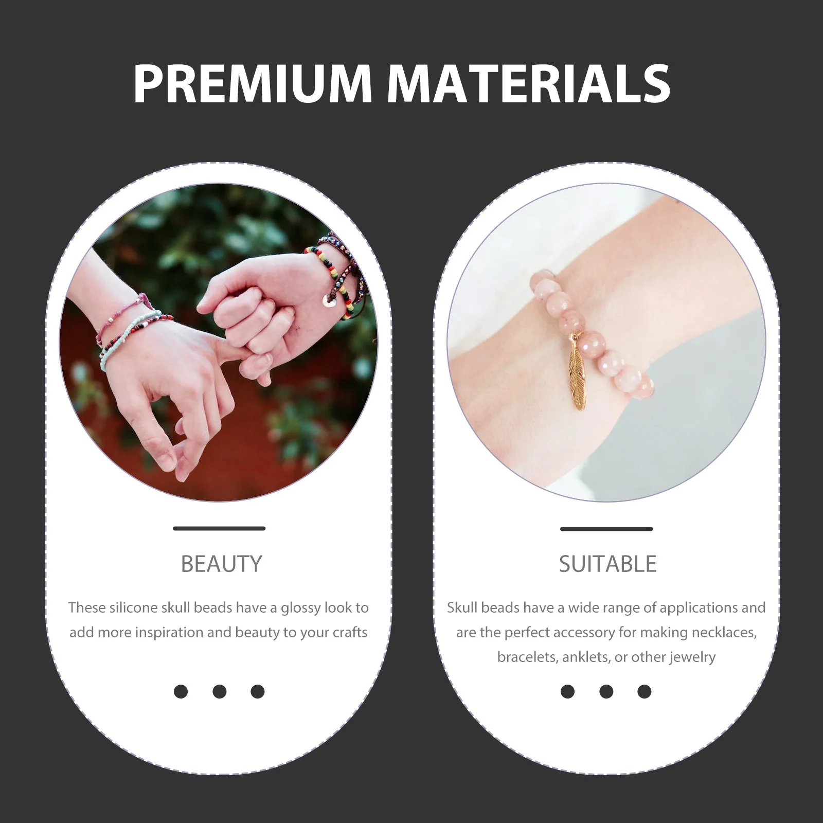 20Pcs Skull Charms Silicone Beads DIY Skull Spacers for Bracelet Necklace Jewelry Making Craft Supplies DIY Beads