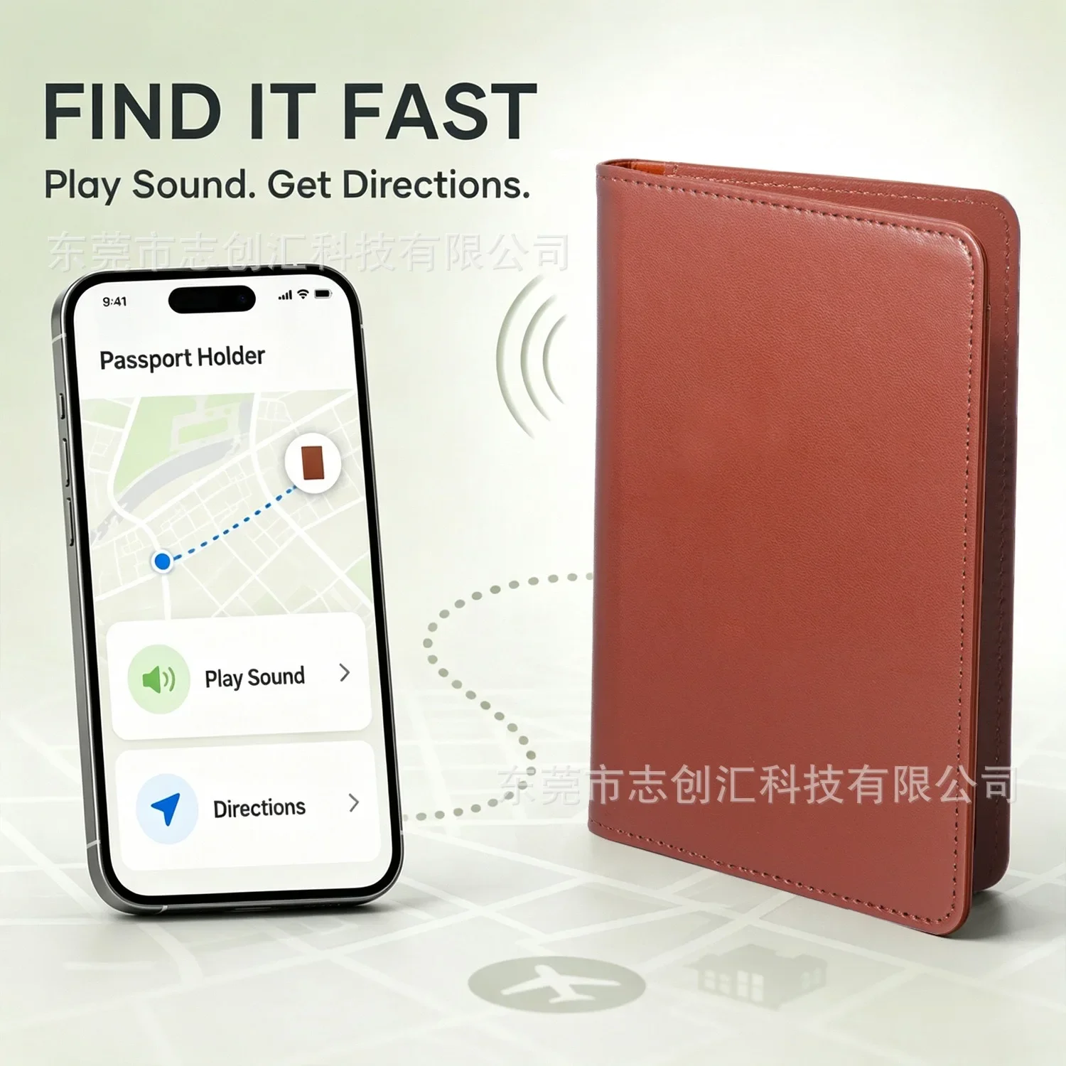 For Apple Find My Anti-Tracking Smart Passport Cover Positioning Device Anti-Lost Device Wireless Charger PU Passport Holder