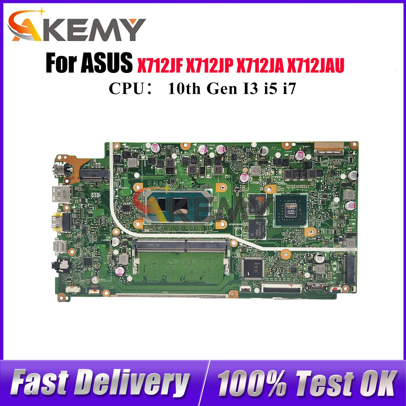 

X712JP Laptop Motherboard For ASUS X712JP A712J X712J S712J X712JF V5000J X712JAW K712J X712JAU Mainboard With 10th Gen I3 i5 i7