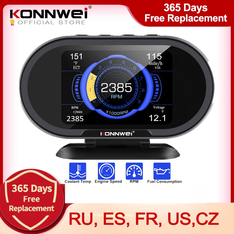 KONNWEI KW206 OBD2 Computer di bordo Auto Car Computer digitale OBD 2 Scanner Consumo carburante Visualizzazione del misuratore della temperatura
