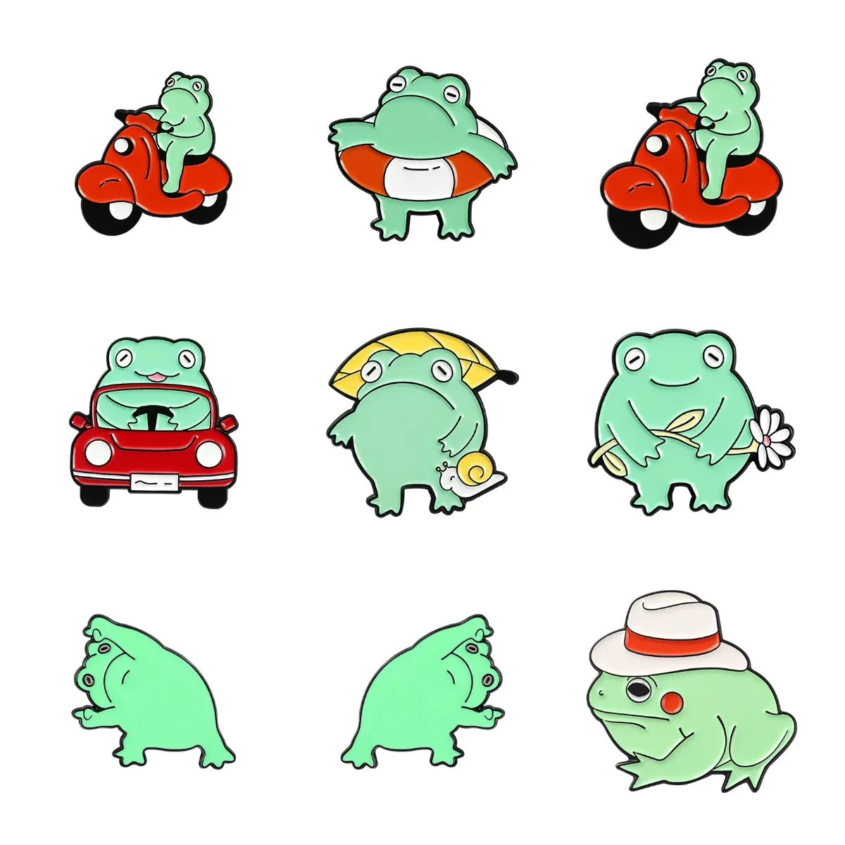 Frog Collection Enamel Pins Custom Car Music Art Magic Hat Shape Brooches Lapel Badges Jewelry Gift for Animal  Lover Kids