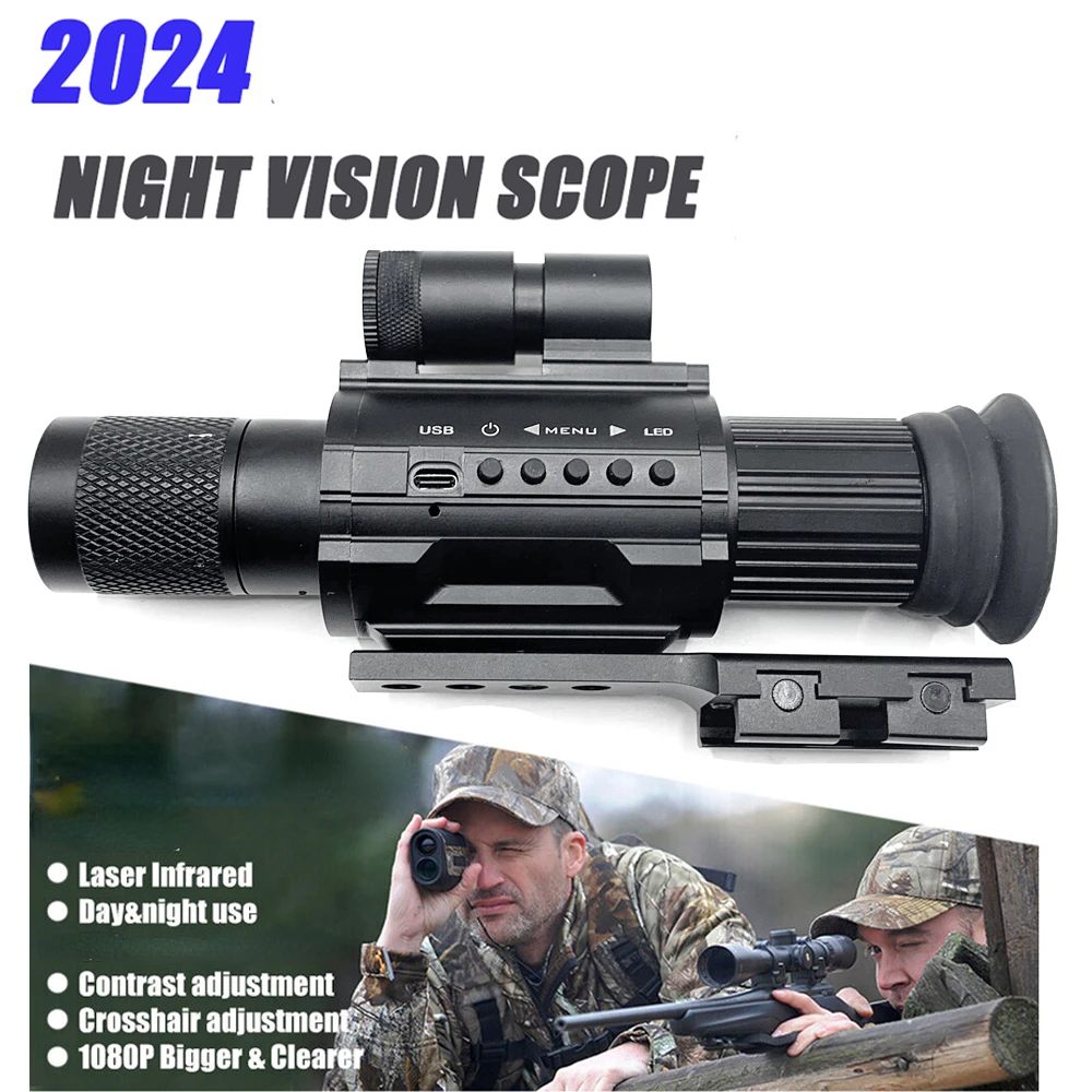 Night Vision Scope,Night Vision Hunting Camera, Various Crosses, All-metal Material, Day and Night, 1-3X Telescope