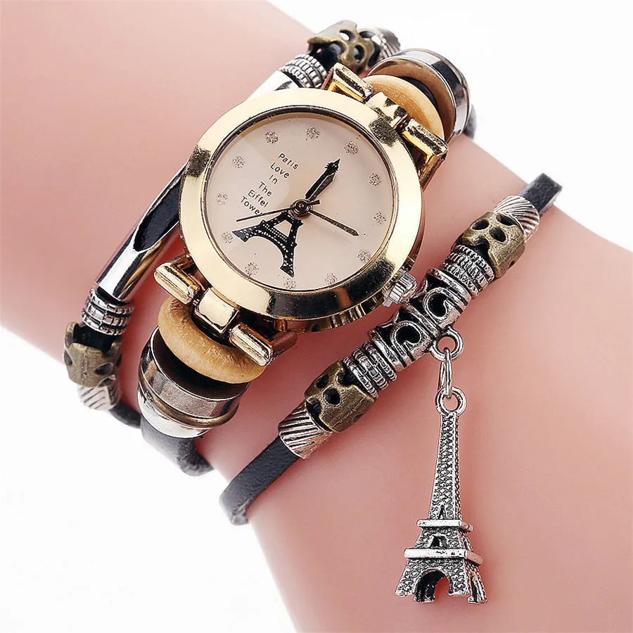 

Fashionable Bracelet Watches for Women Iron Tower Pendant Leisure Quartz Wristwatches Relojes Para Mujer Часы Женские Saat 시계