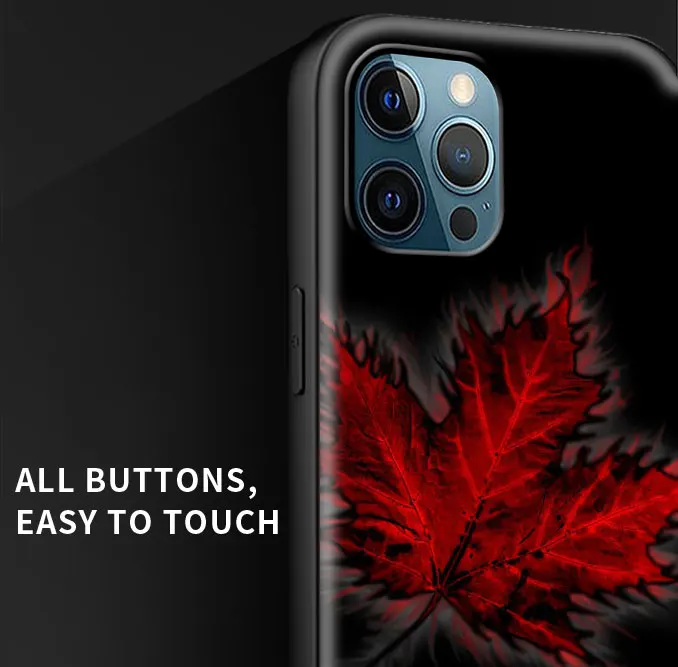 Canada Canadian Flag CA Leaf Luxury Phone Case For iPhone 13 15 14 12 11 Pro MAX XR X SE XS 7 8 Plus Silicone Black Matte Cover