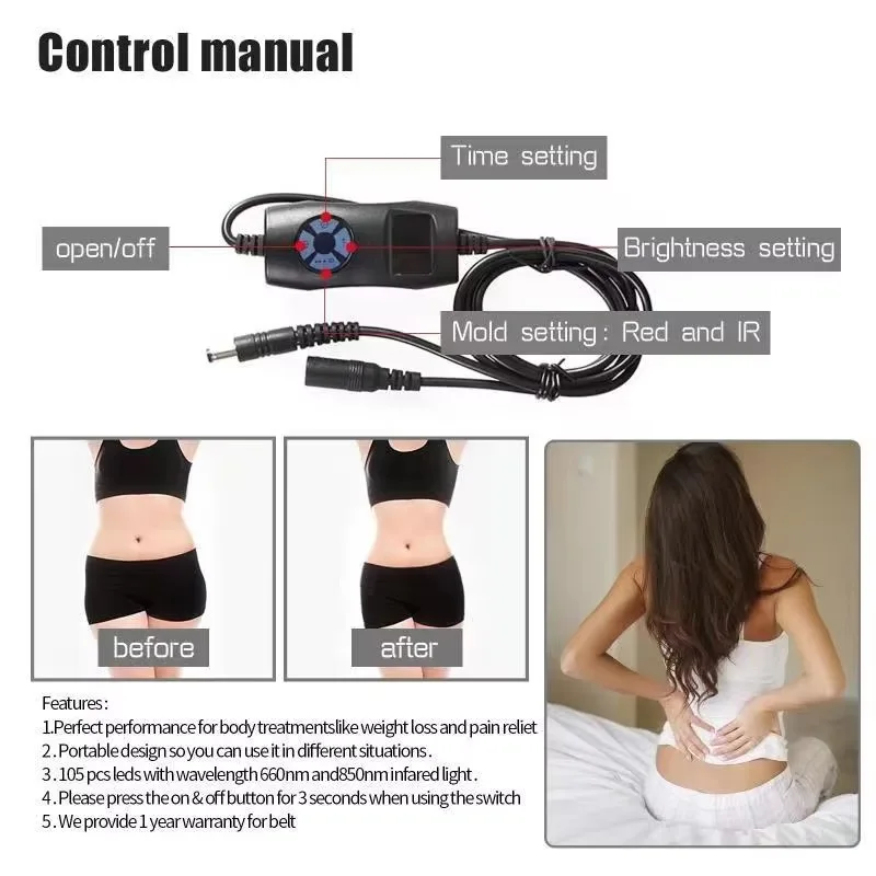 Low MOQ Custom Infrared Red Light Therapy Tape Wrapped 660nm 850nm Infrared Red Light Weight Loss Tape