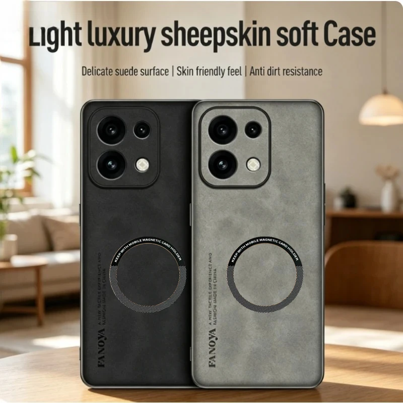 Case for OPPO Reno 16 16Pro PU Leather Shockproof Matte Phone Cases for Reno 15 Pro Silicone Soft Frame Lens Protection Cover