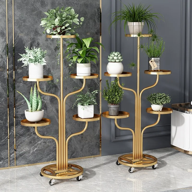 Rolling Plant Stand with Wheels Multi-Tier Metal Shelf Sturdy Durable Flower Pot Display Rack for Living Room Balcony Garden