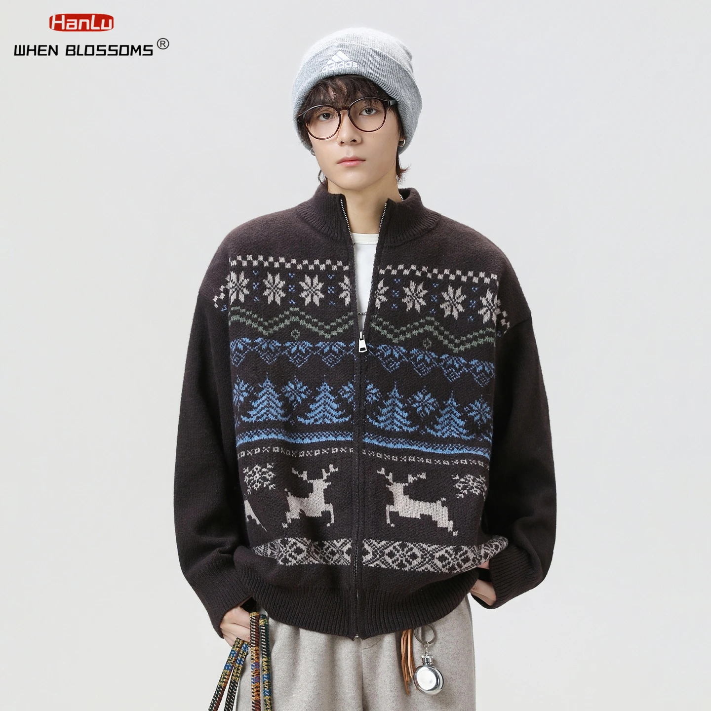 الرجال معرض جزيرة سترة خمر الشمال متماسكة سترة محكم الجاكار نمط معطف الصوف الناعم دافئ الخريف الشتاء ملابس خارجية #6