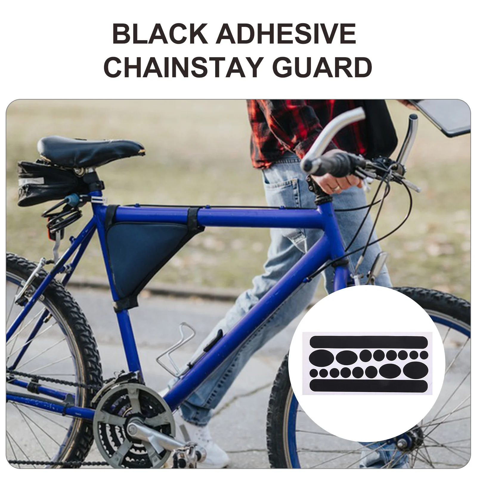 

Adhesive Chainstay Protector Film Black Bicycle Frame Protective Stickers Scratch Proof Weather Resistant Fit for Mountain and