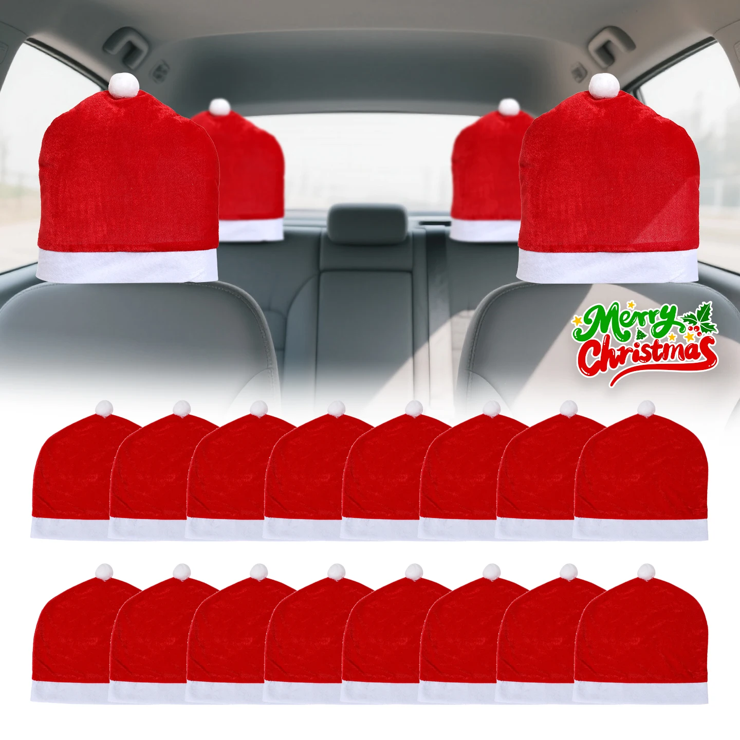 

Рождественская шляпа королевского размера, чехол на подголовник автомобиля, украшение на спинку сиденья для автомобиля, праздничная атмосфера, праздничный декор