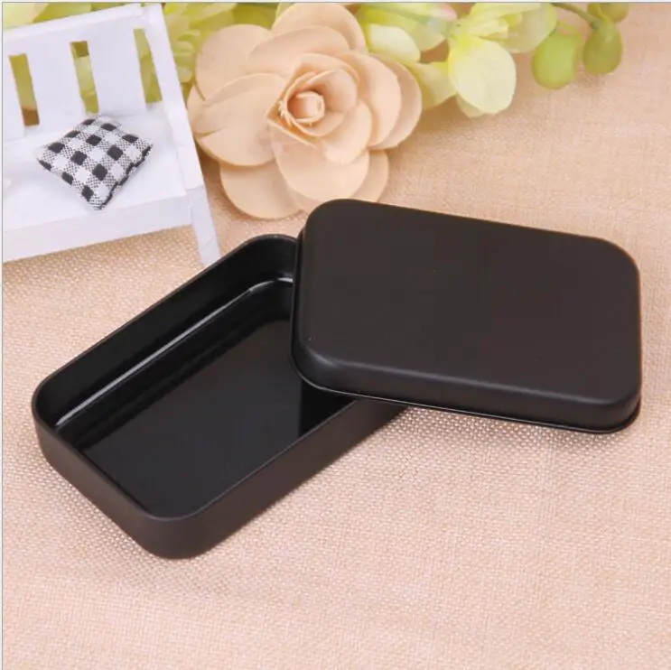 

100pcs Empty Black Metal Storage Box Mini Tin Gift Box Small Case Organizer For Money Coin Candy Keys Playing Card Boxes