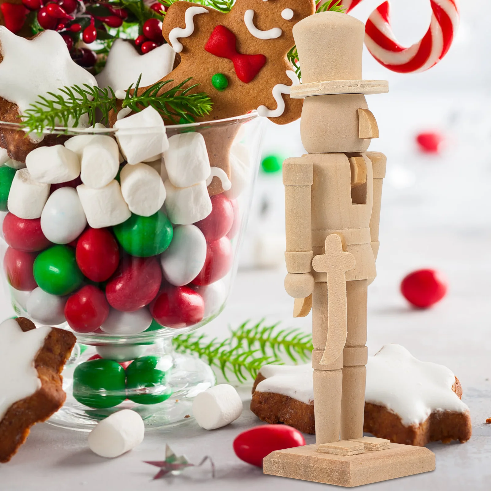 3 Pcs Christmas Traditional Nutcracker Fall Cookies Decorative Wooden Unfinished Walnut Soldier