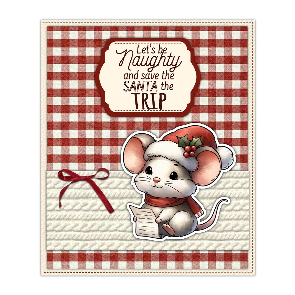 Mangocraft Cute Little Mouse Christmas Gifts Cutting Dies Clear Stamp DIY Scrapbooking Metal Dies Silicone Stamp For Cards Album