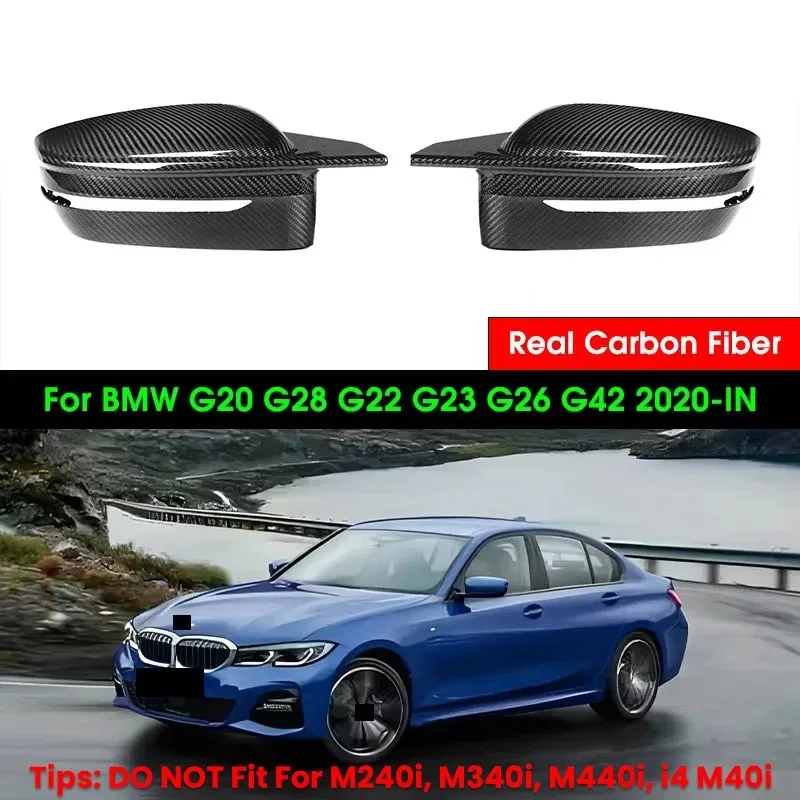 Real Dry Carbon Fiber Side Door Wing Mirror Caps for BMW G20 G28 G22 G23 G26 G42 2020-IN Car Styling Rearview Mirror Covers Cap